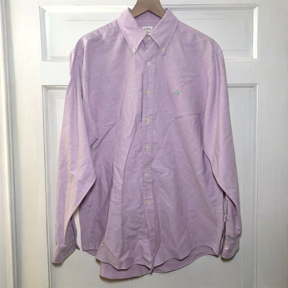 Brooks Brothers Oxford 1818 Purple Button Down Long Sleeve Shirt Mens Medium - Picture 4 of 5